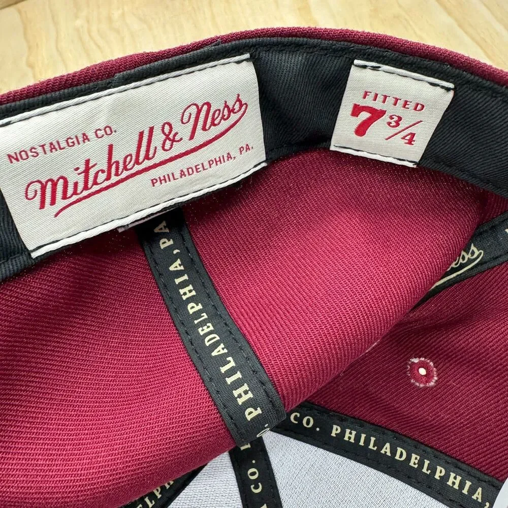 NEW Boston Red Sox Mitchell Ness Fitted sz 7 3/4 Liberty Fit Hat Cap Maroon